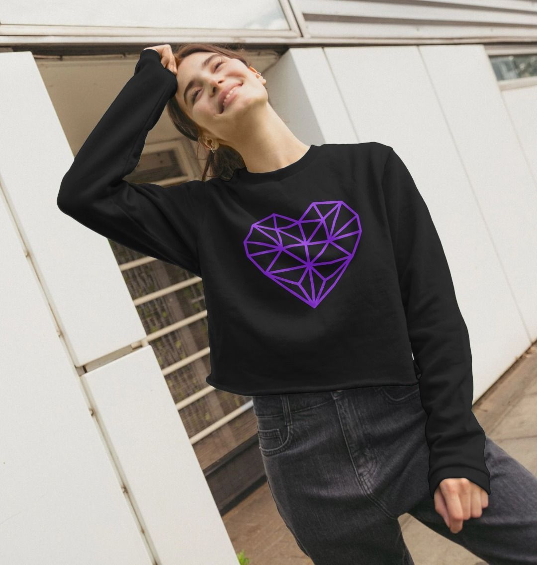 Purple Geometric Heart Boxy Jumper