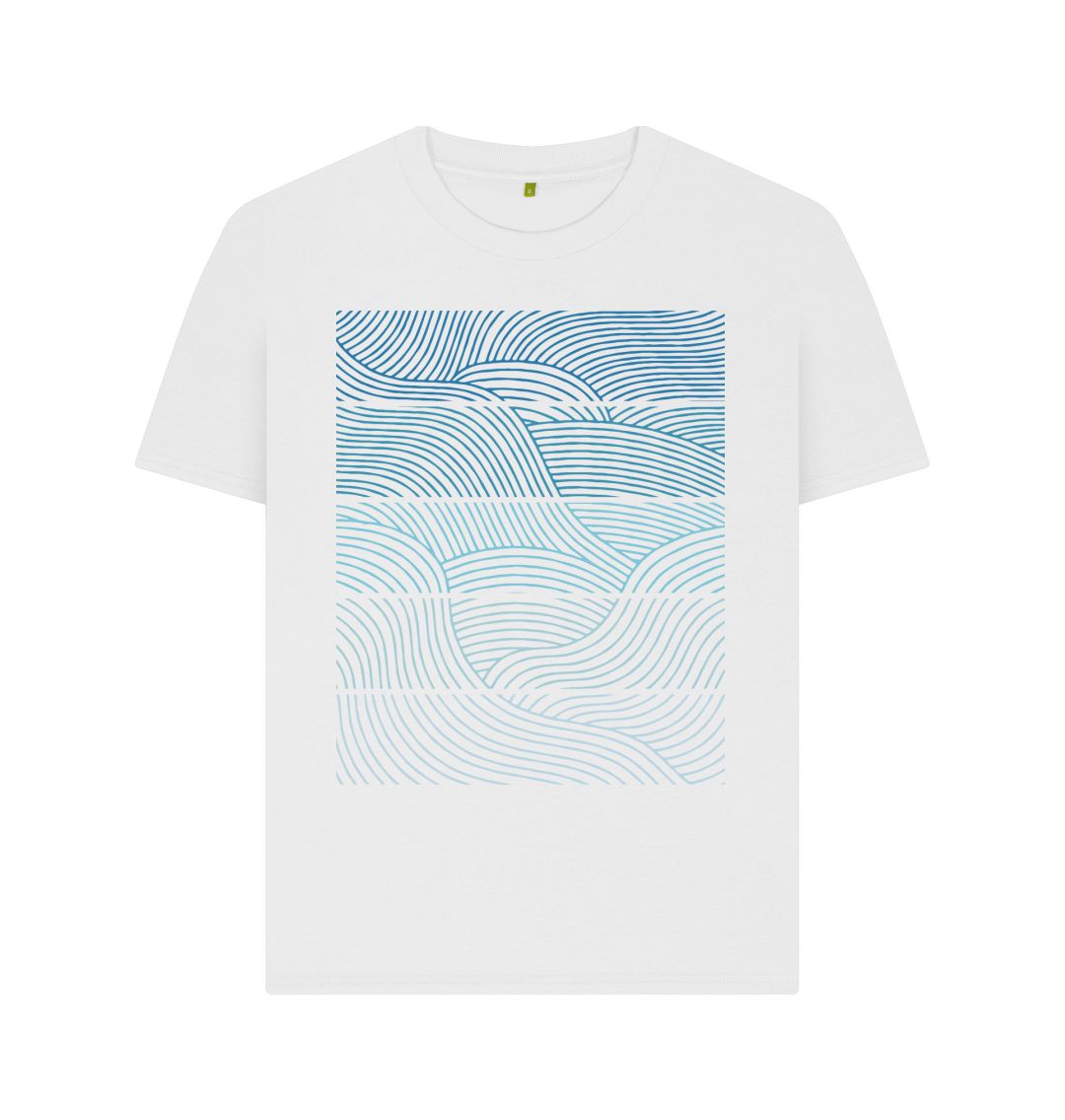 White Blue Patterned Waves Tee