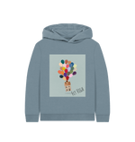 Stone Blue Printed Kids Hoodie Front