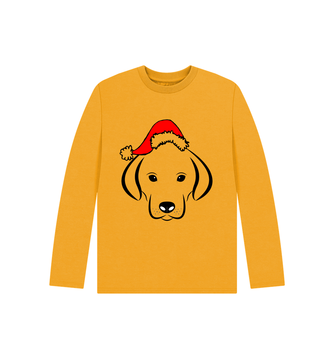 Mustard Christmas Dog Santa Long Sleeve Tee