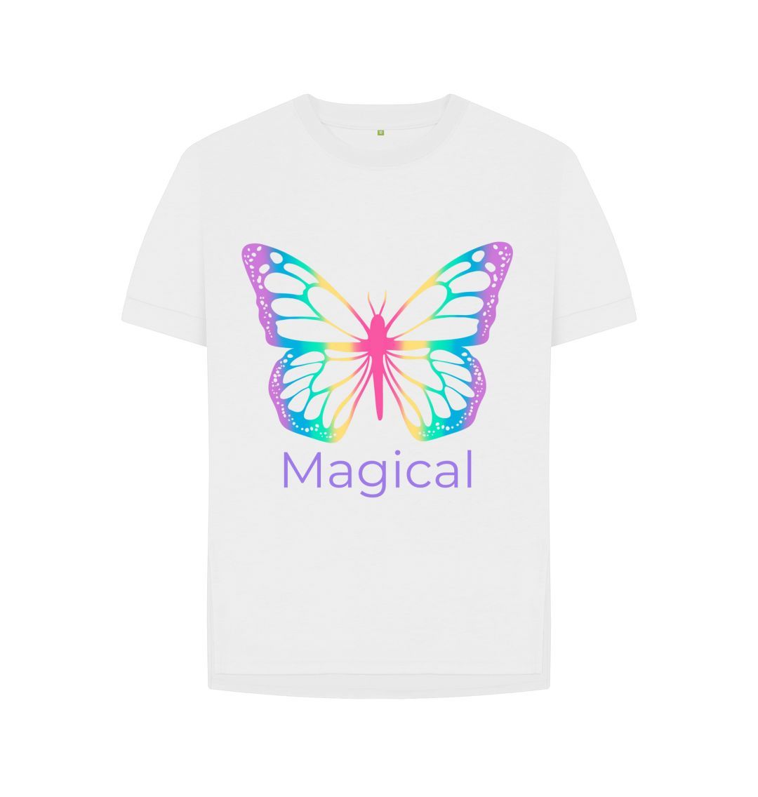 White Magical Butterfly Relaxed Fit Tee