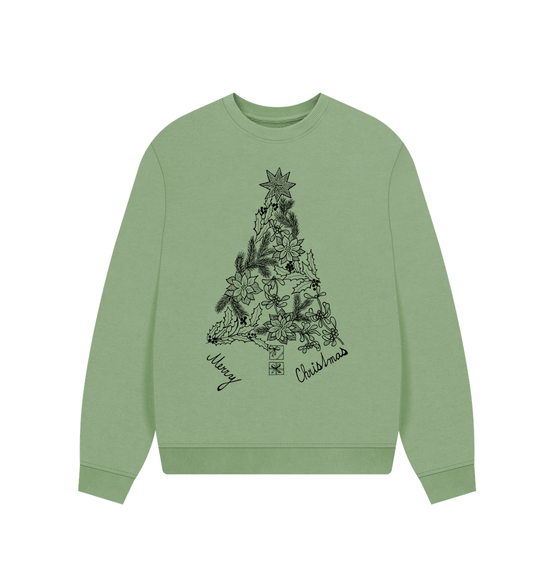 Sage Merry Christmas Oversized Jumper