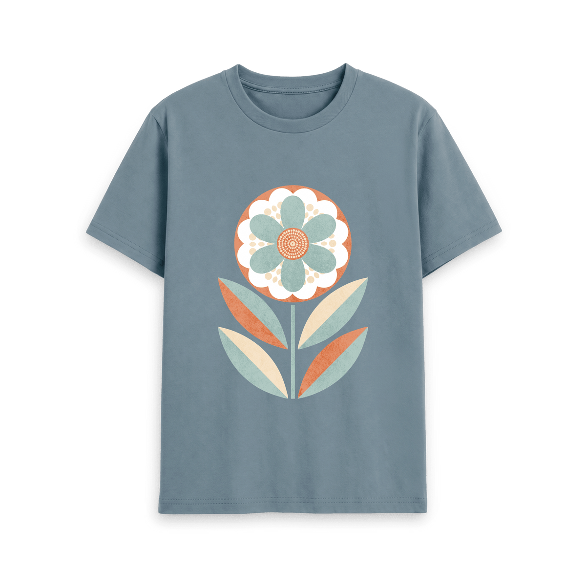 Stone Blue Printed T-shirt Front