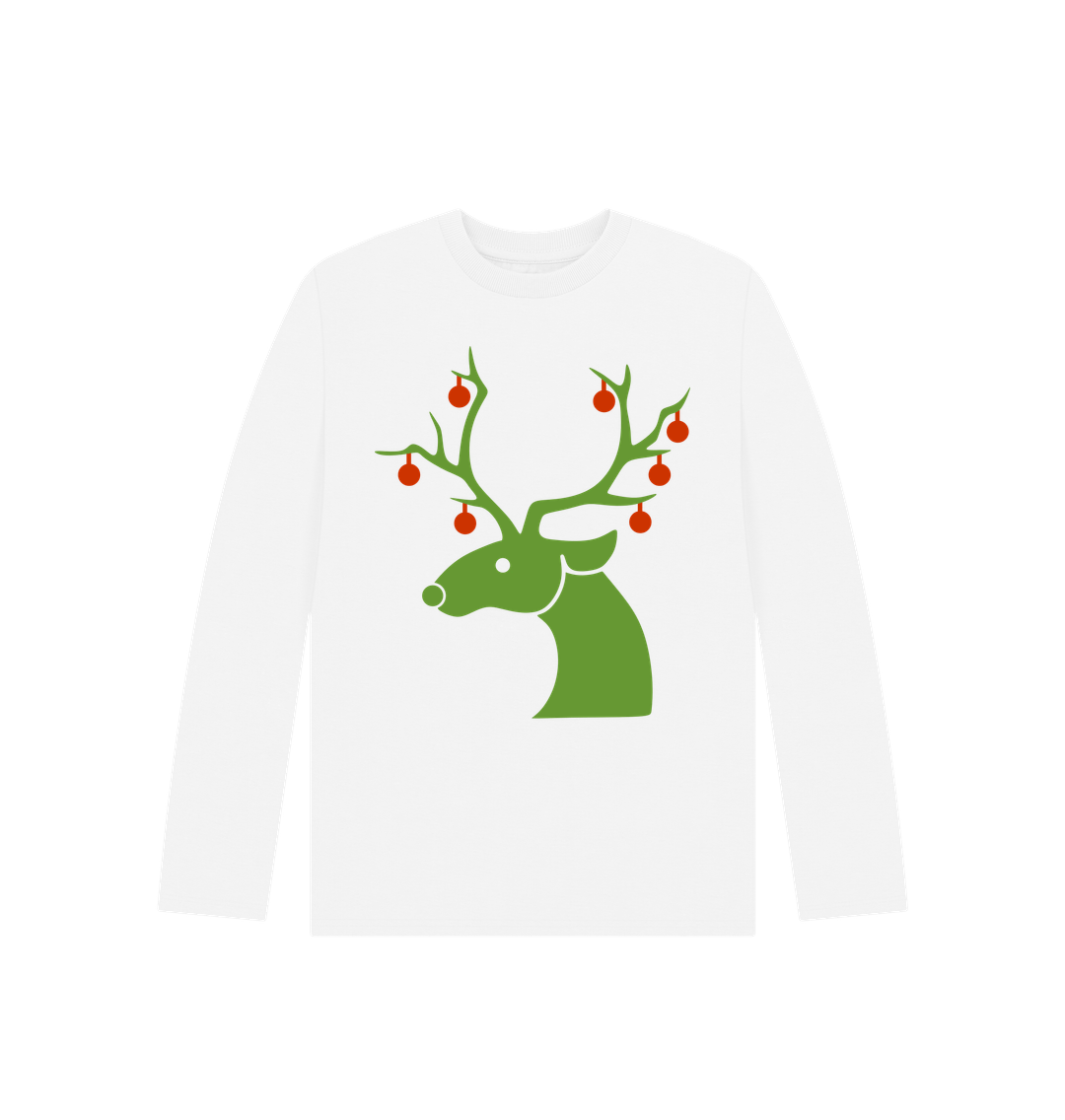 White Christmas Baubles Reindeer Long Sleeves Tee