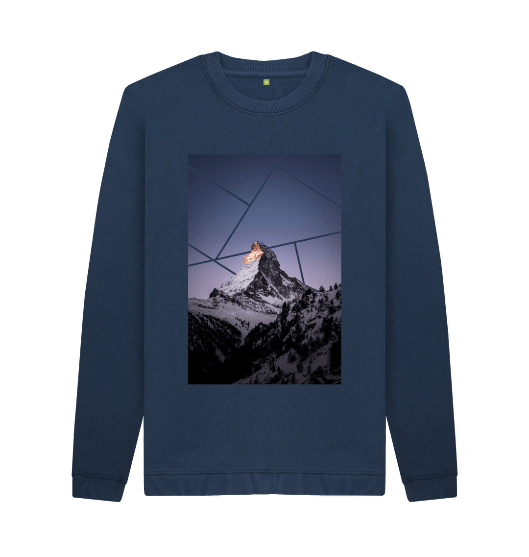 Navy Blue Printed Sweater Front
