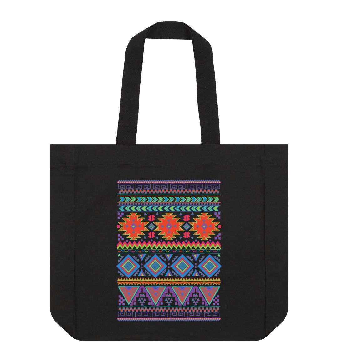 Black Patterned Shopper Tote