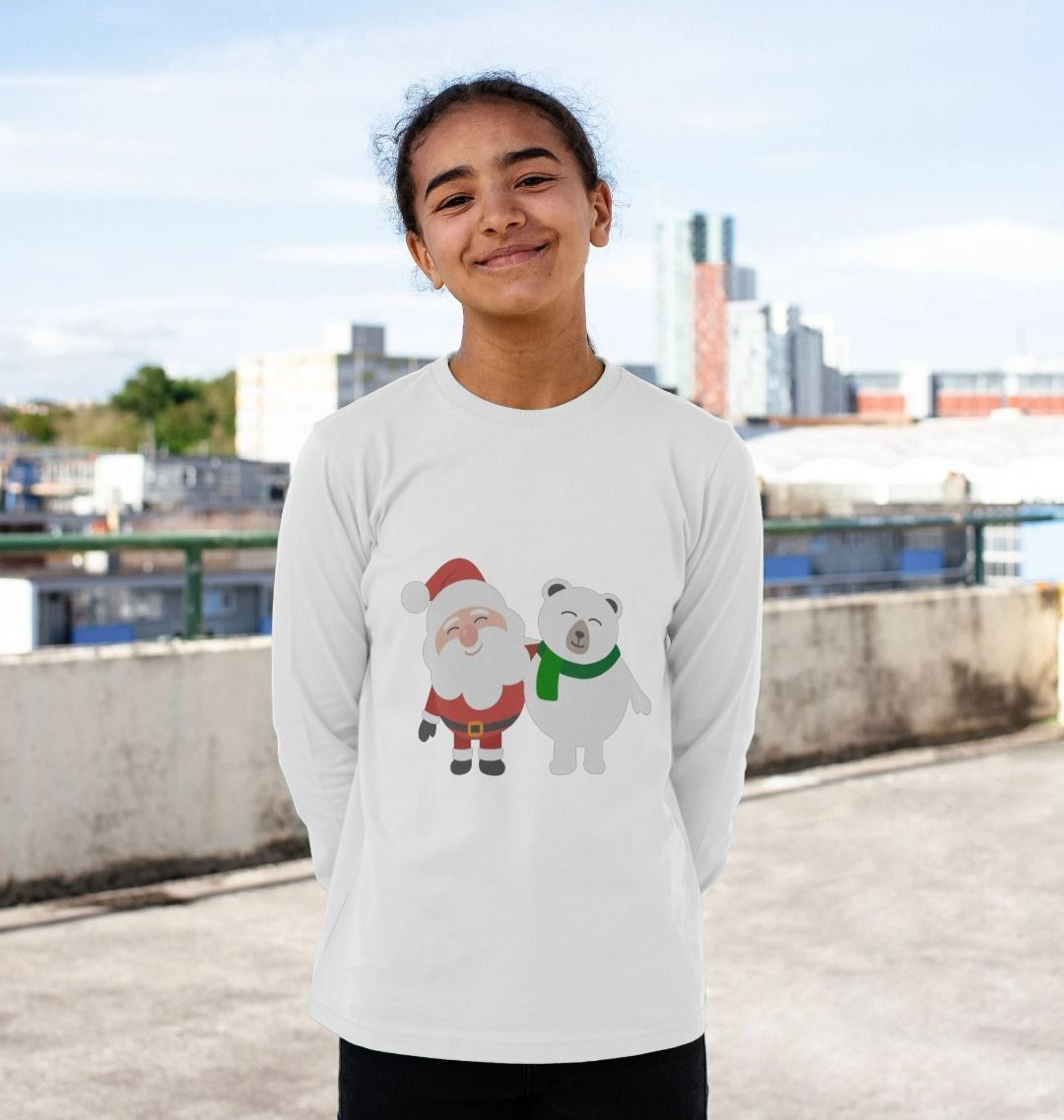 Santa And Polar Bear Long Sleeves Tee