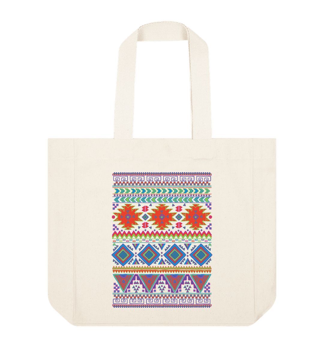 Natural Patterned Shopper Tote