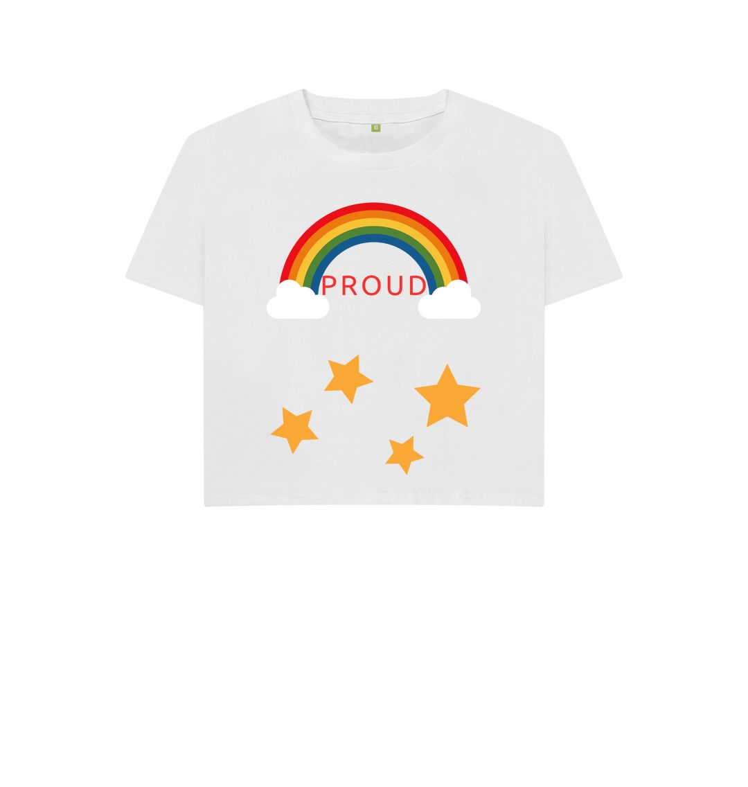 White Rainbow And Stars Proud Boxy Tee