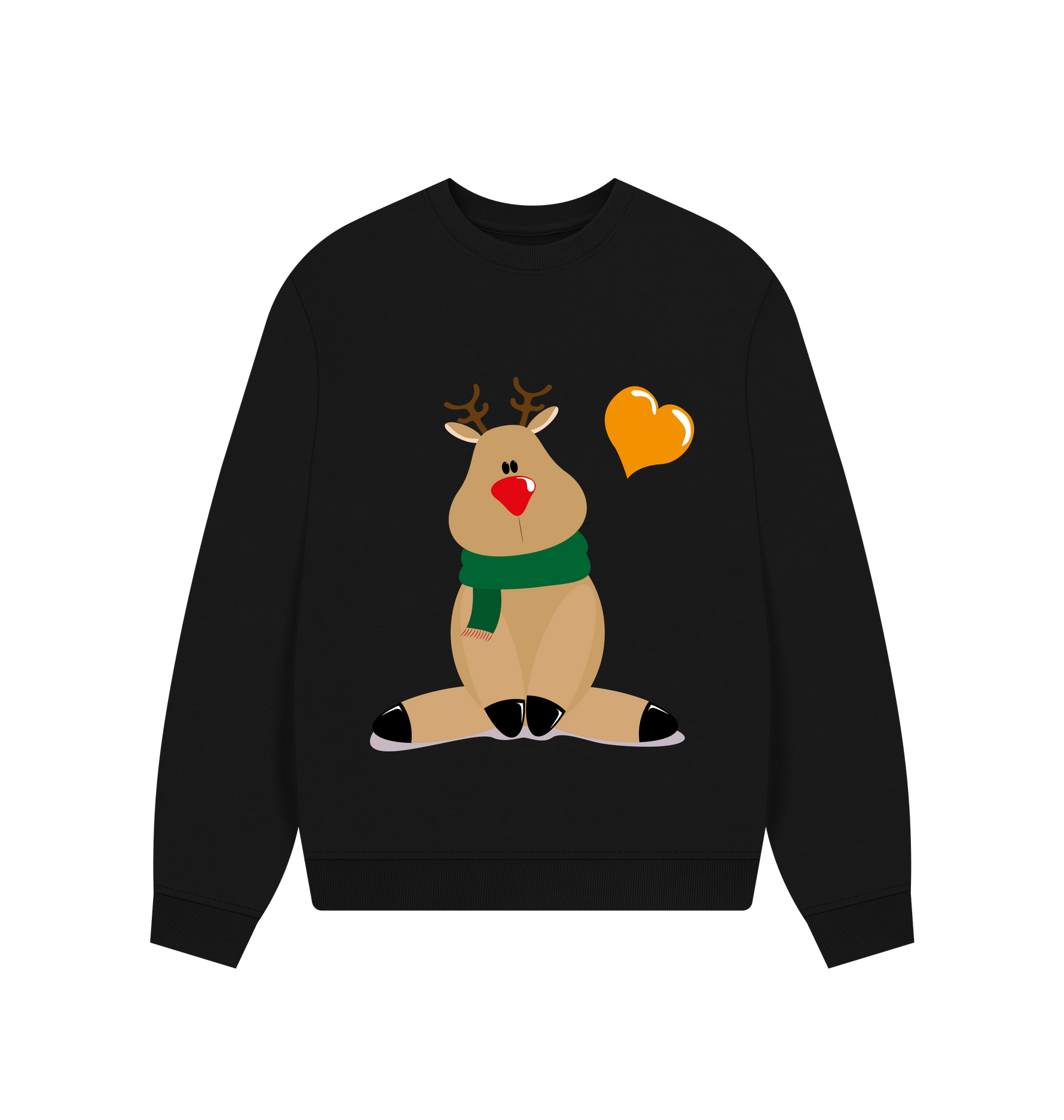 Black Printed Sweater Front