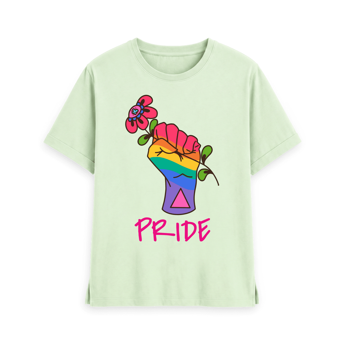Pastel Green Printed T-shirt Front