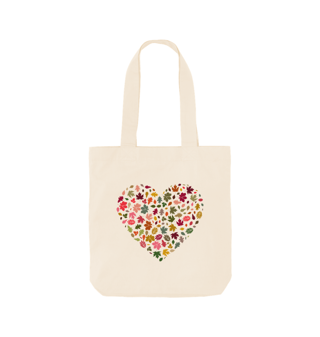 Natural Autumn Leaves Heart Tote