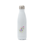 White Stainless Steel Pretty Flowers Water Bottle