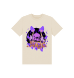 Organic cotton t-shirt featuring mushrooms and skulls design for a unique, eco-friendly fashion statement