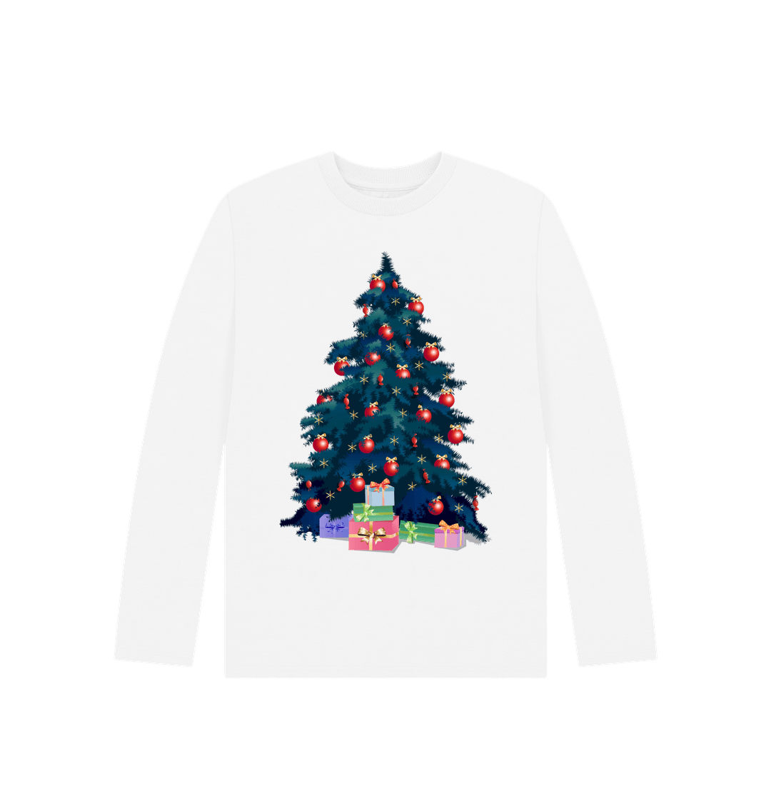 White Christmas Tree Long Sleeves Top