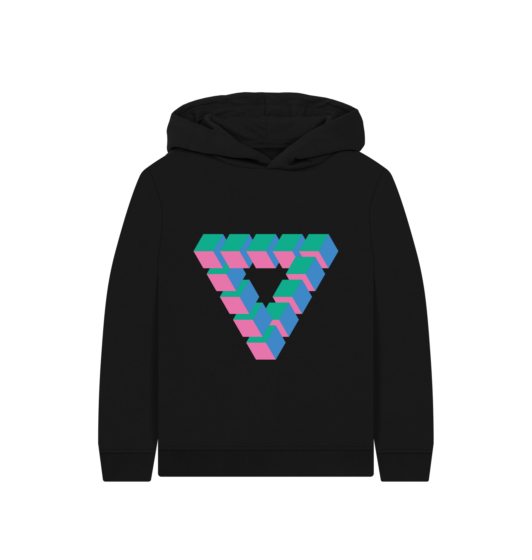 Black Printed Kids Hoodie Front