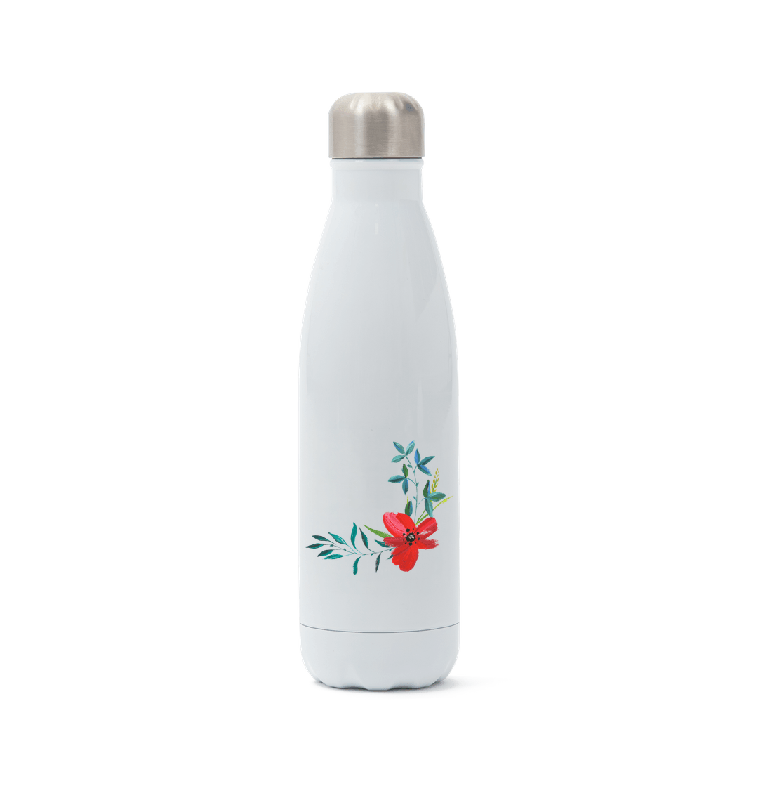 White Stainless Steel Flower Water Bottle