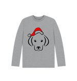 Athletic Grey Christmas Dog Santa Long Sleeve Tee