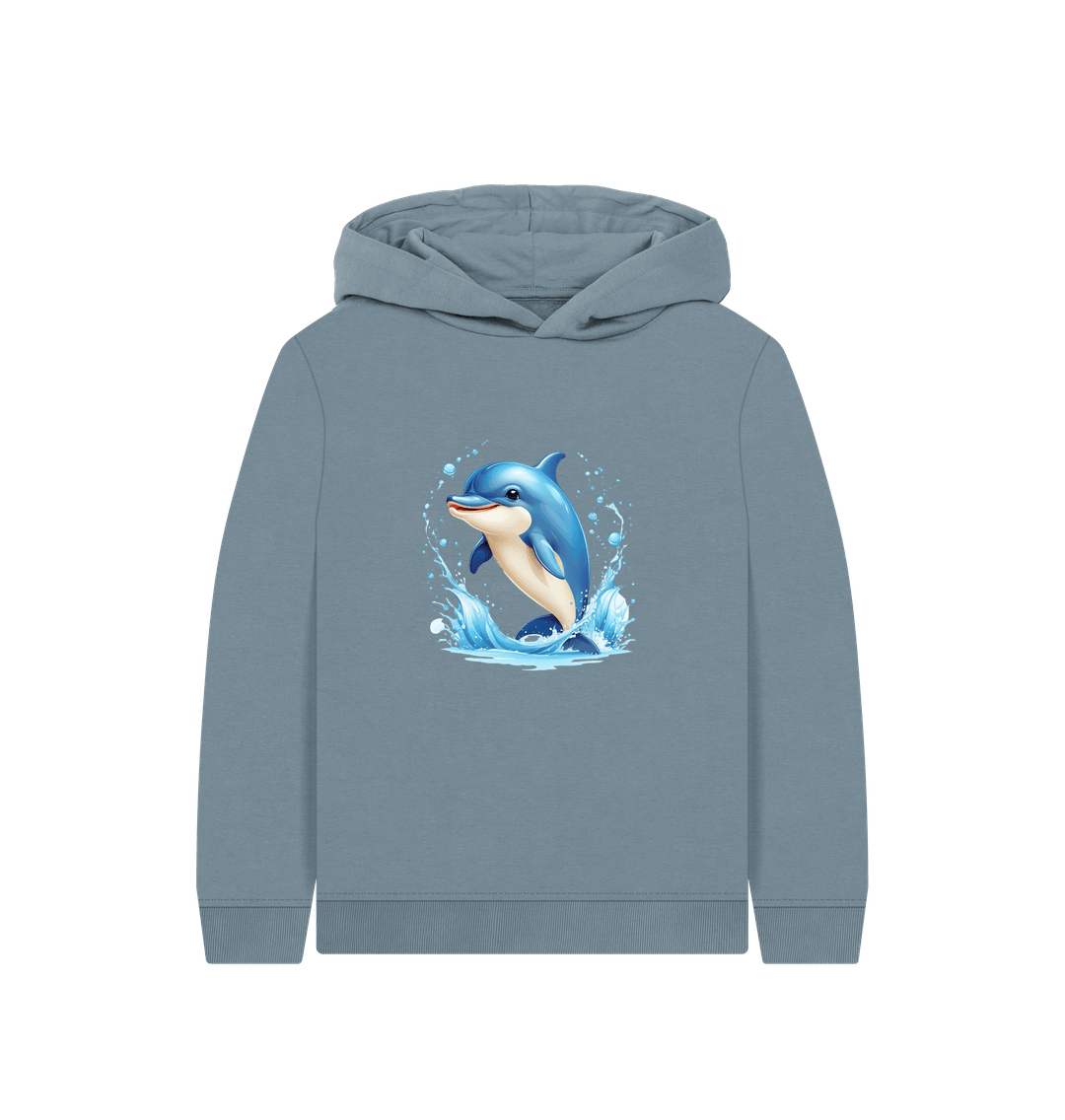 Stone Blue Cute Dolphin Hoodie