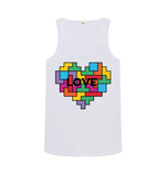 White Tetris Love Heart Vest Top