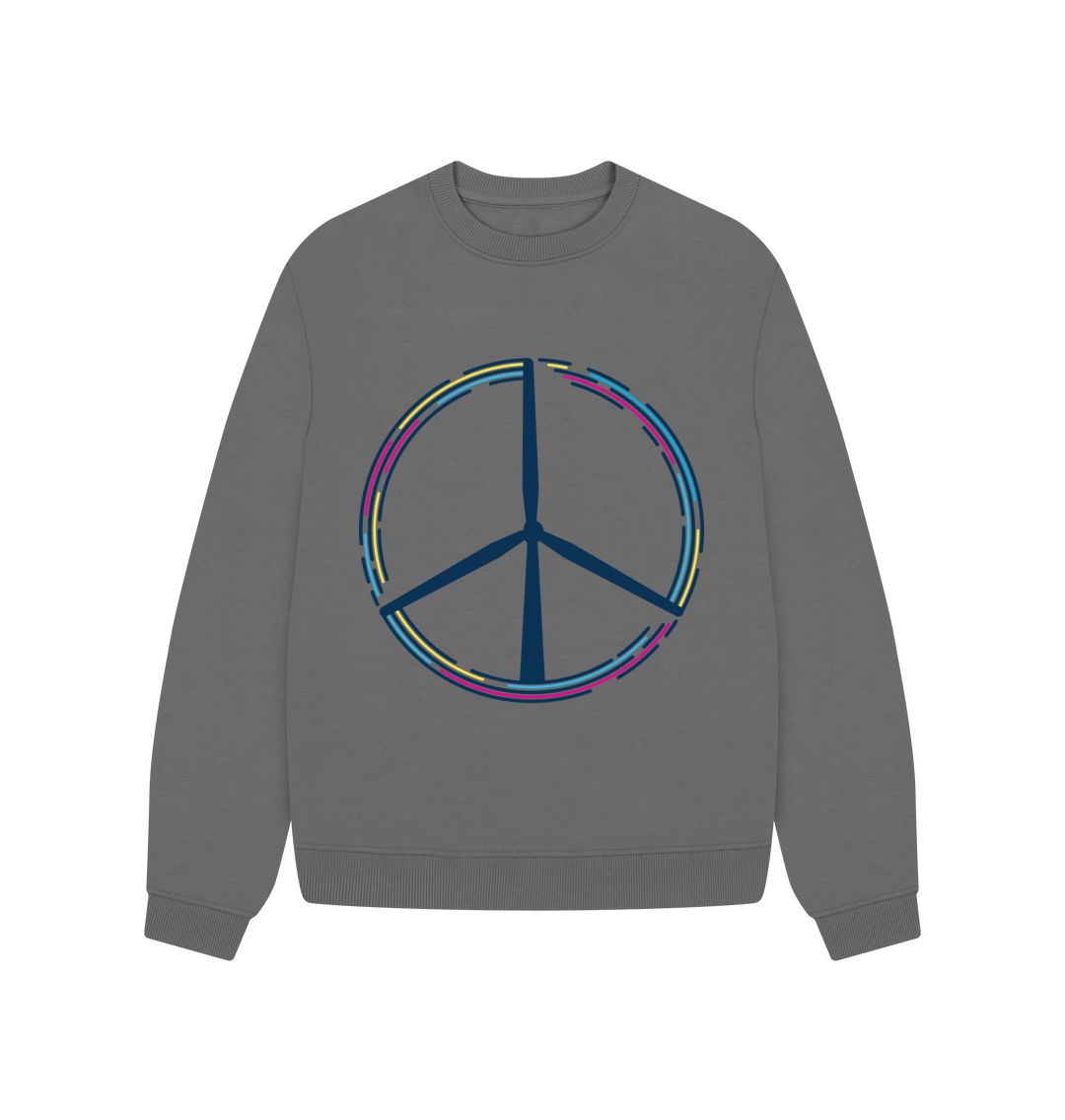 Slate Grey Peace Oversized Jumper