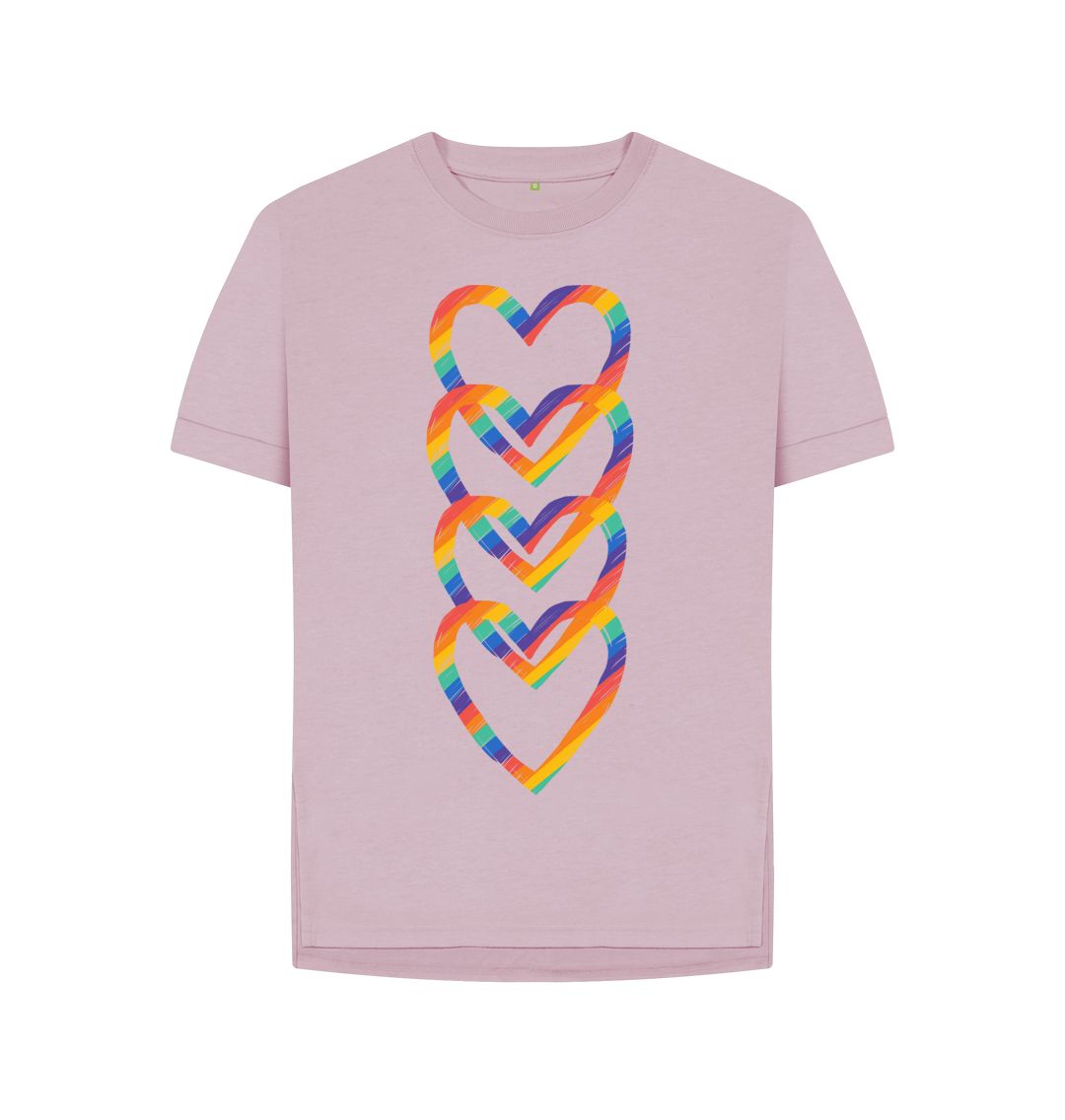 Mauve Pride Hearts Relaxed Fit Tee