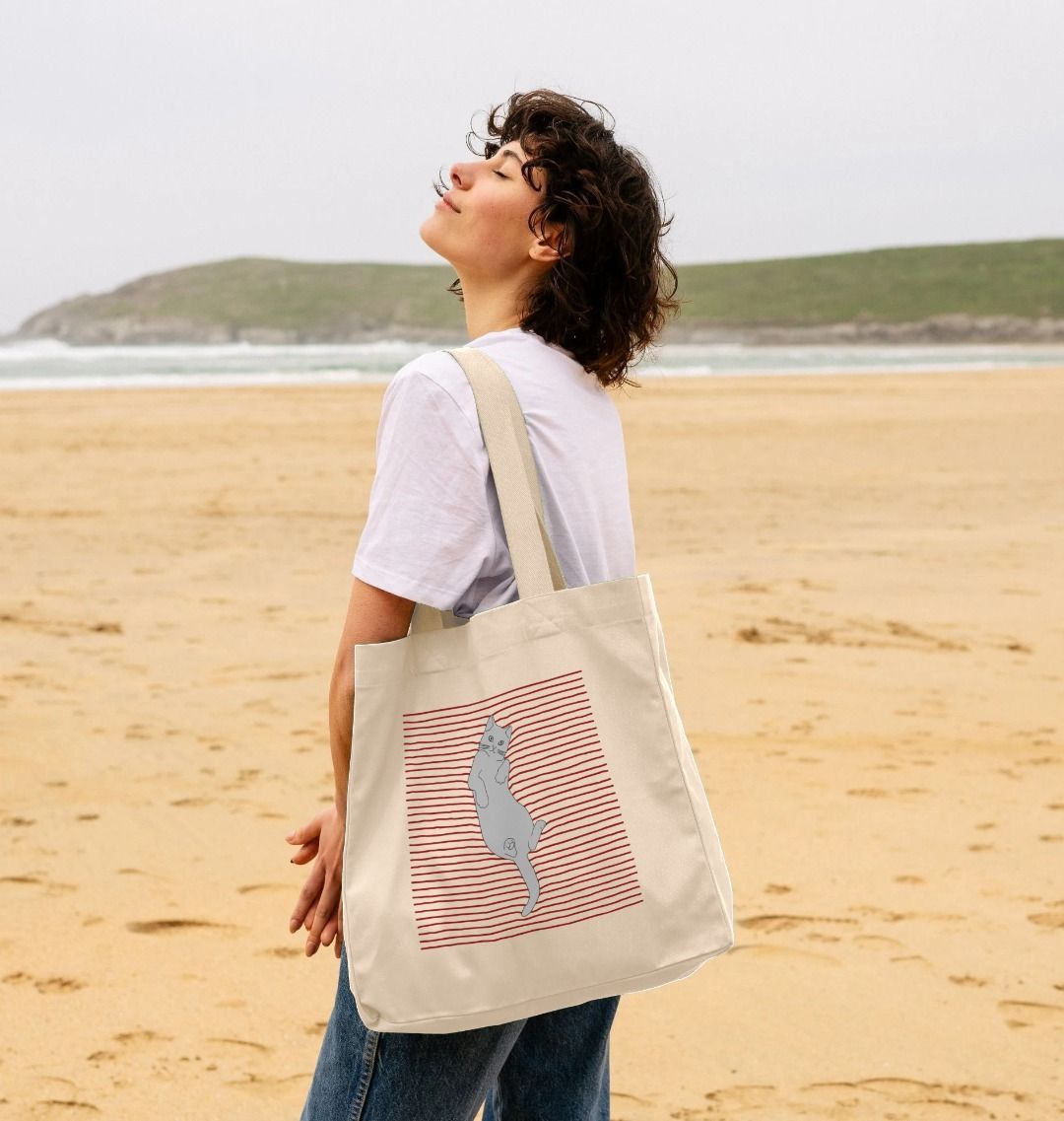 Cute White Cat Shopper Tote