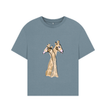 Stone Blue Giraffes Oversized Tee