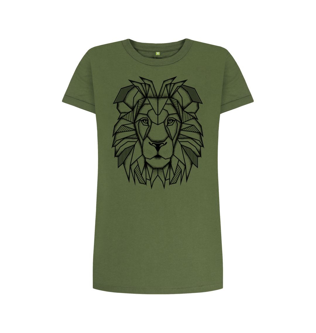 Khaki Geometric Lion Tee Dress