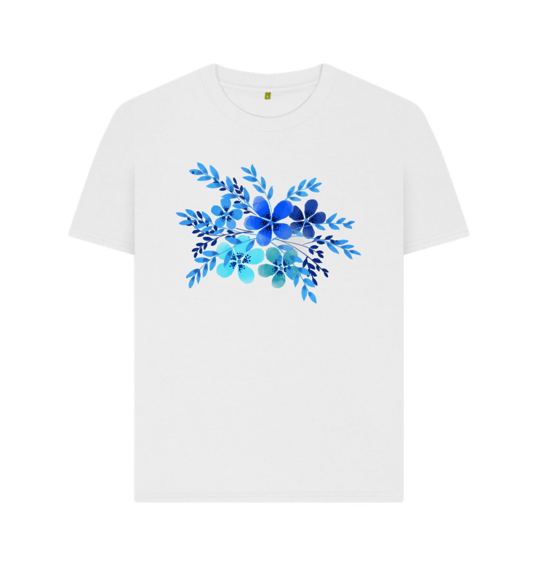 White Blue Flowers Tee