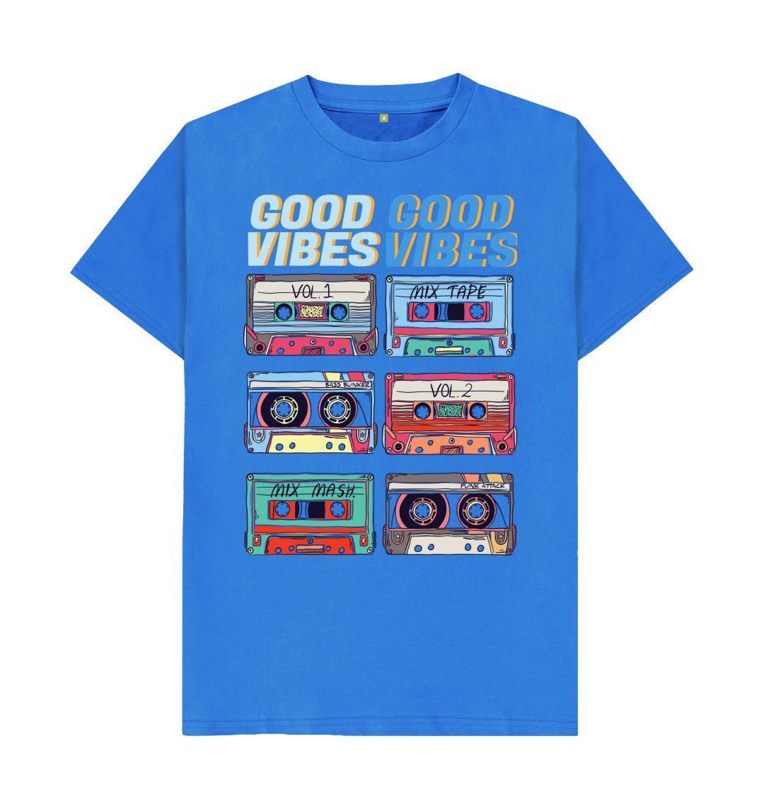 Bright Blue Good Vibes Cassette Tee