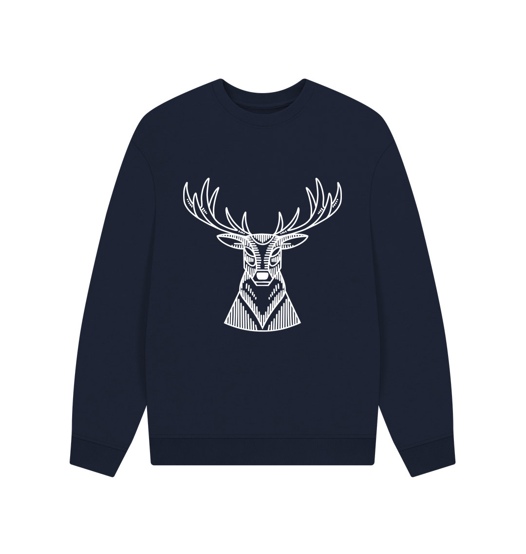 Navy Blue White Reindeer Oversized Jumper