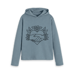 Stone Blue Printed Hoody Front