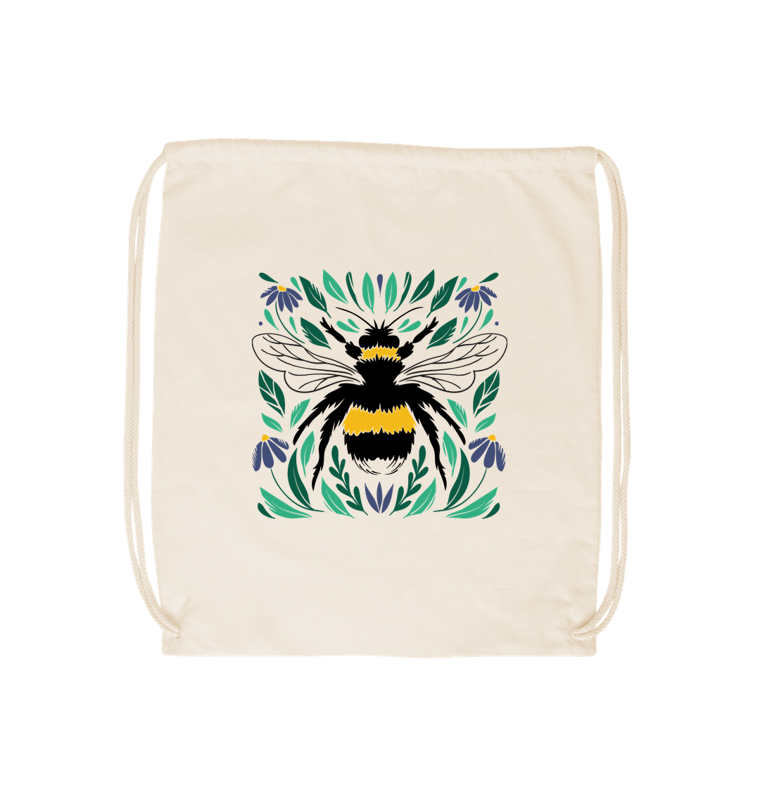 Natural Bee Drawstring Bag