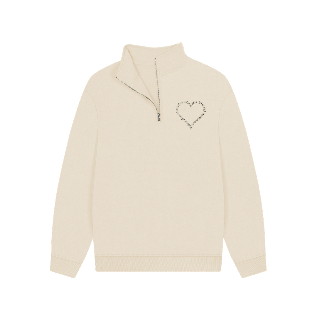 Oat Uinsex Heart Quarter Zip Sweatshirt