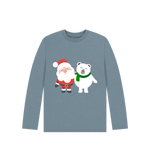 Stone Blue Santa And Polar Bear Long Sleeves Tee