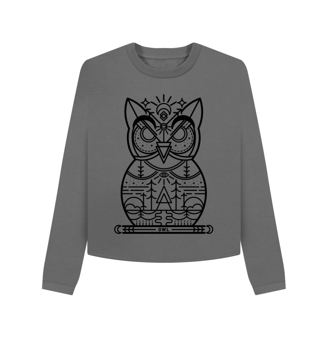 Slate Grey Printed Boxy Jumpers Front