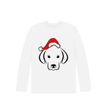 White Christmas Dog Santa Long Sleeve Tee