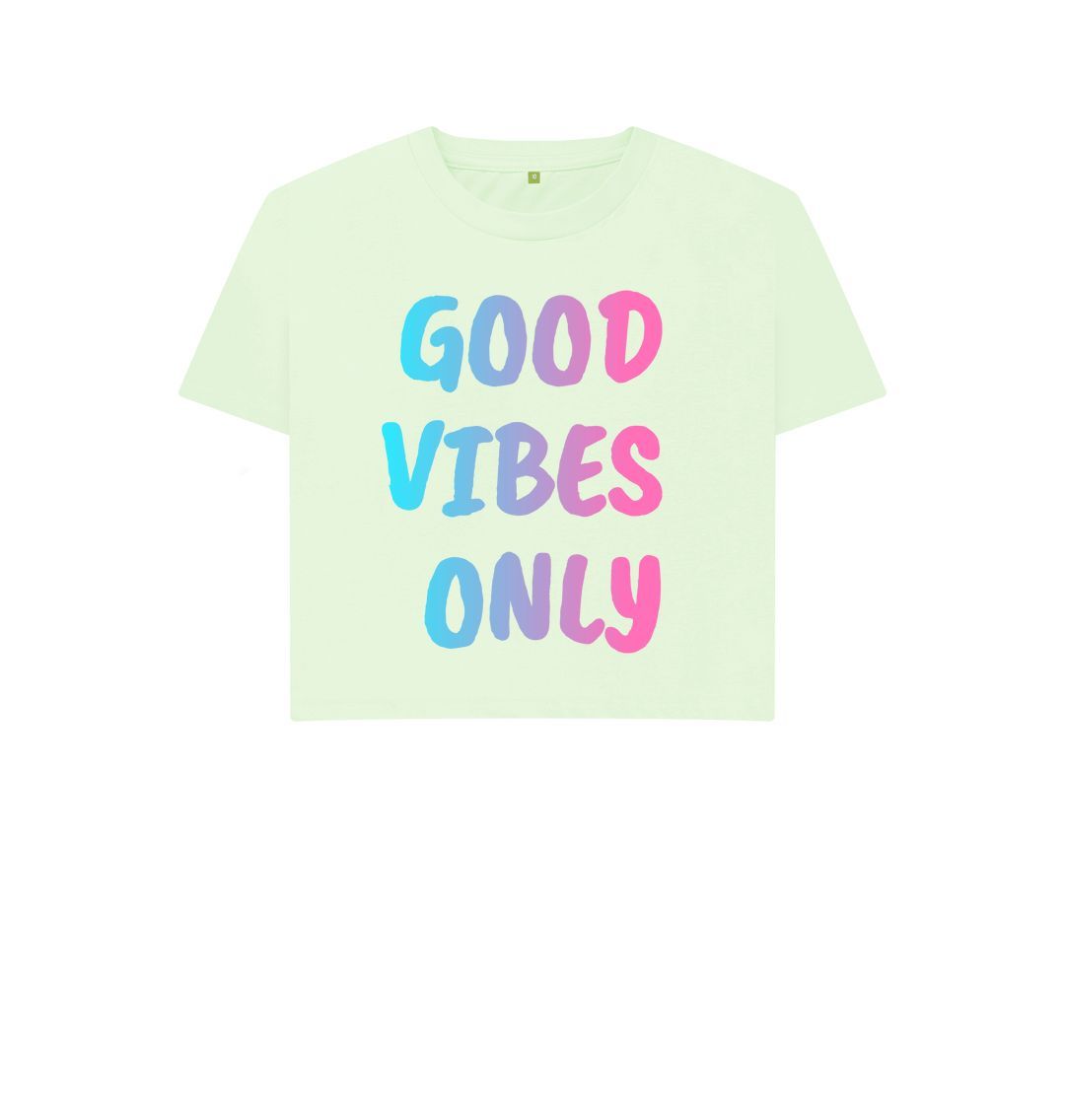 Pastel Green Good Vibes Only Boxy Tee