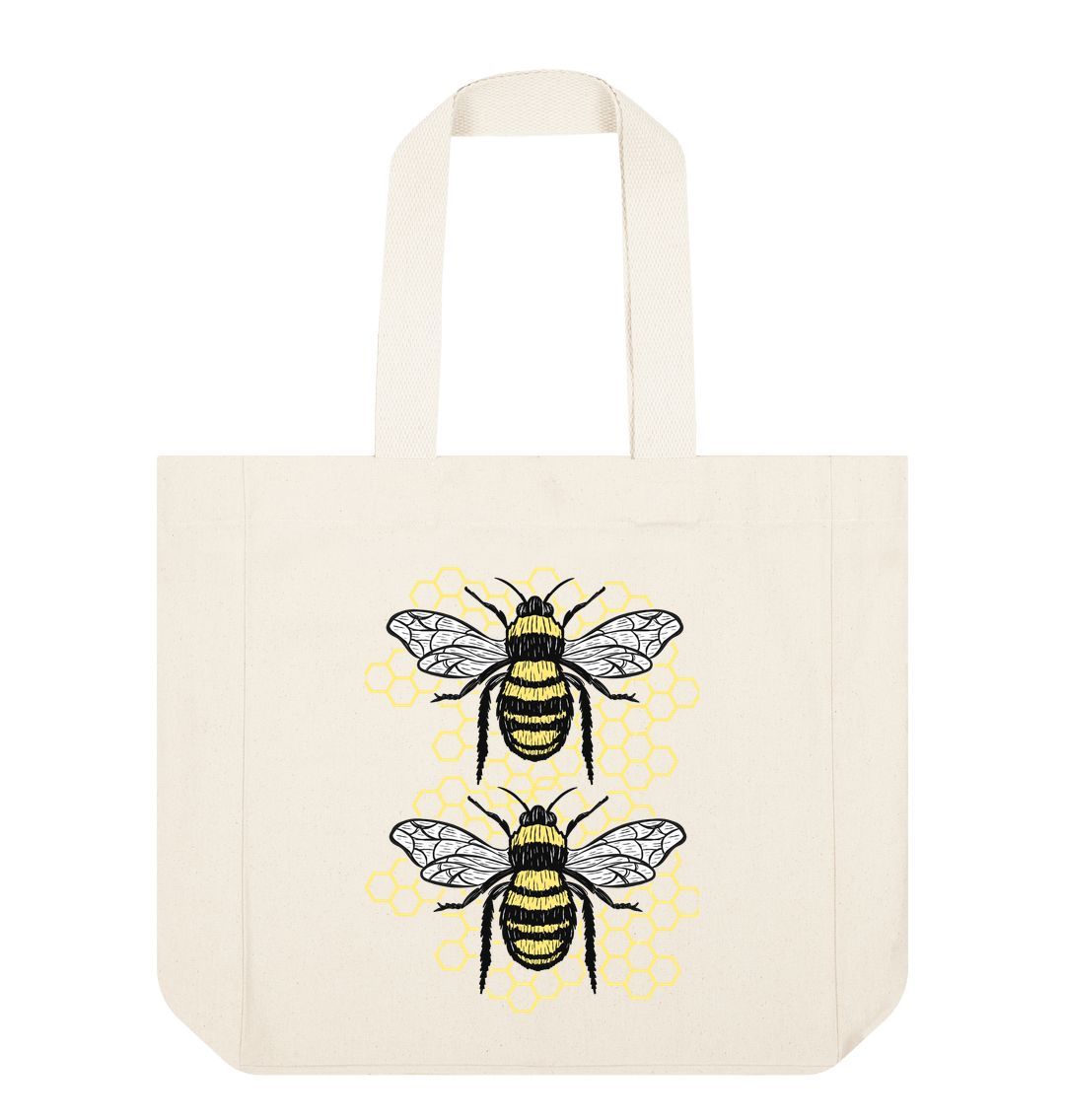 Natural Bee Shopper Tote