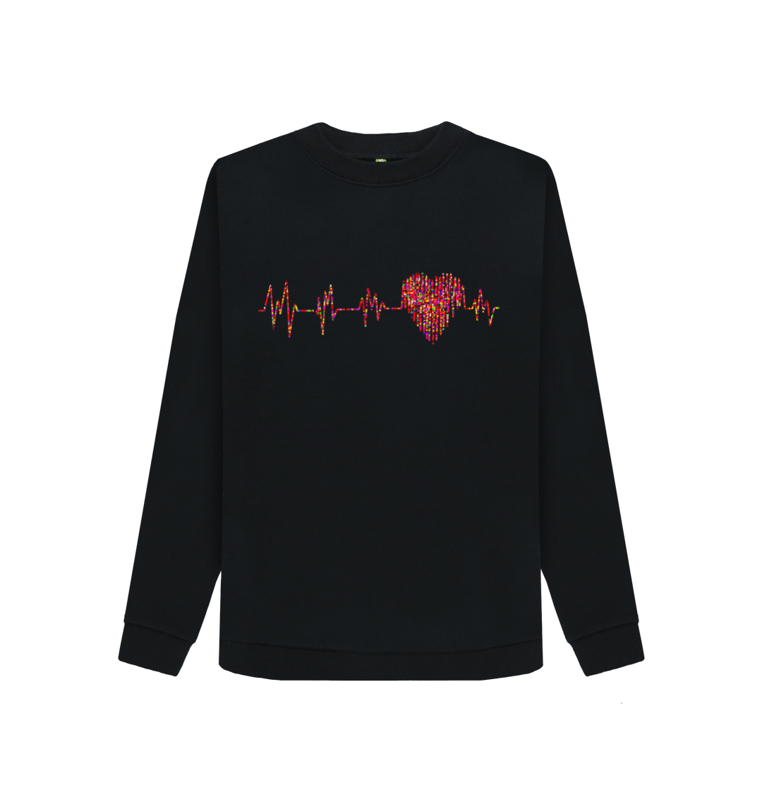 Black Printed Sweater Front