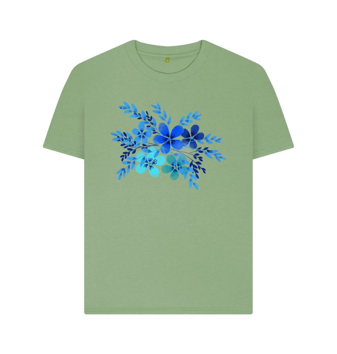 Sage Blue Flowers Tee