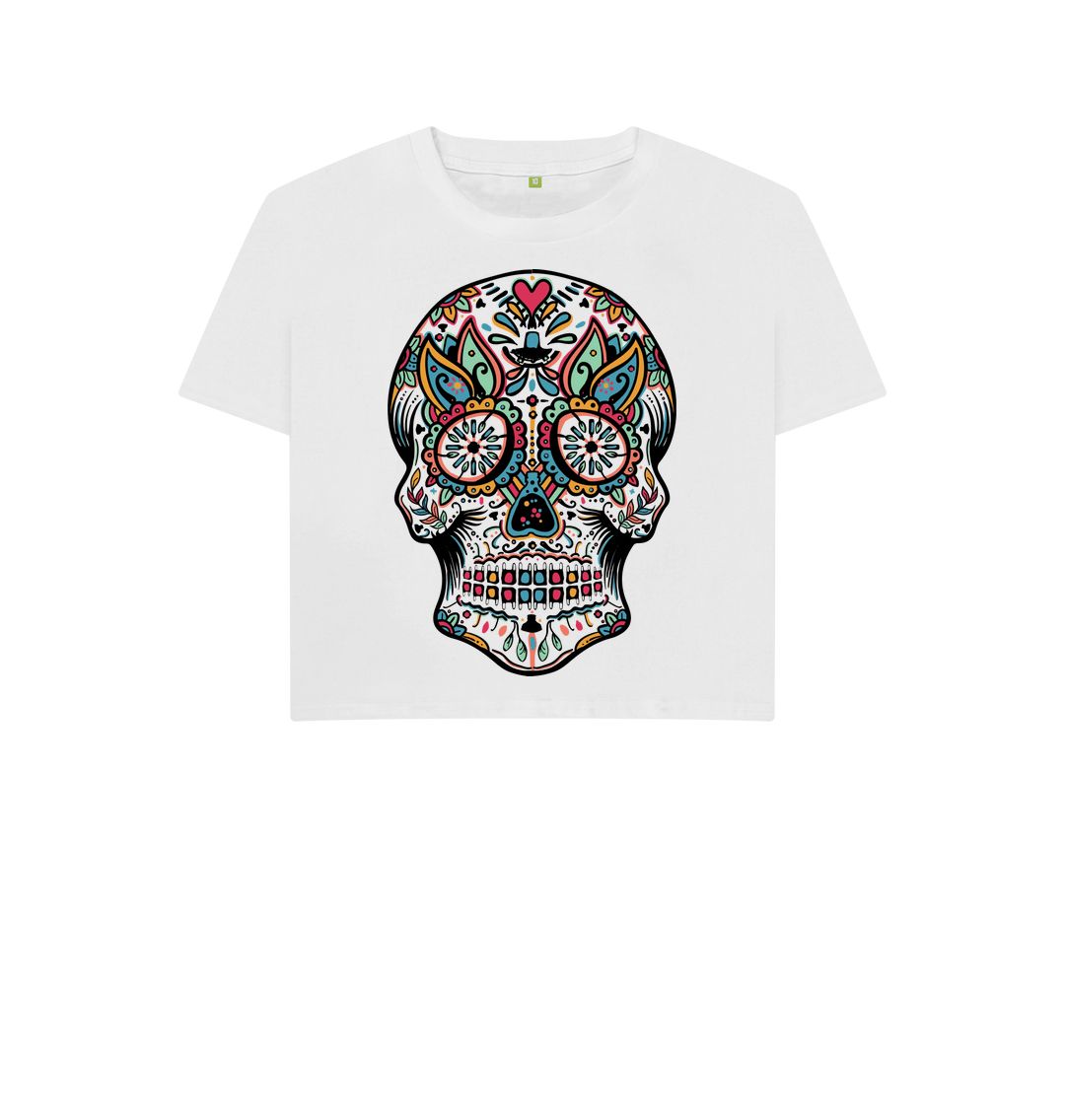 White Colourful Skeleton Boxy Tee