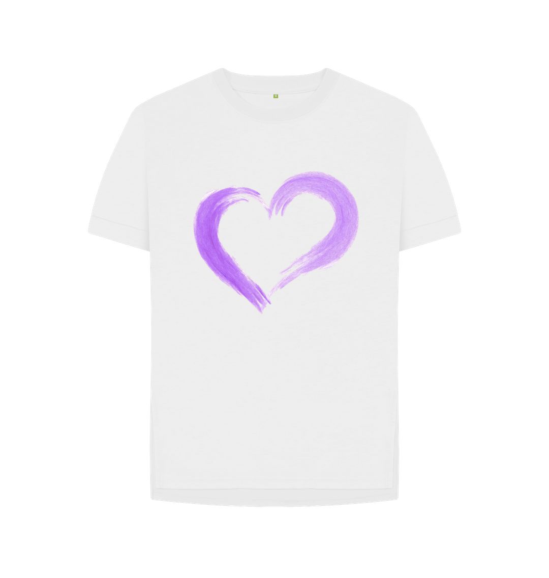 White Love Heart Relaxed Fit Tee