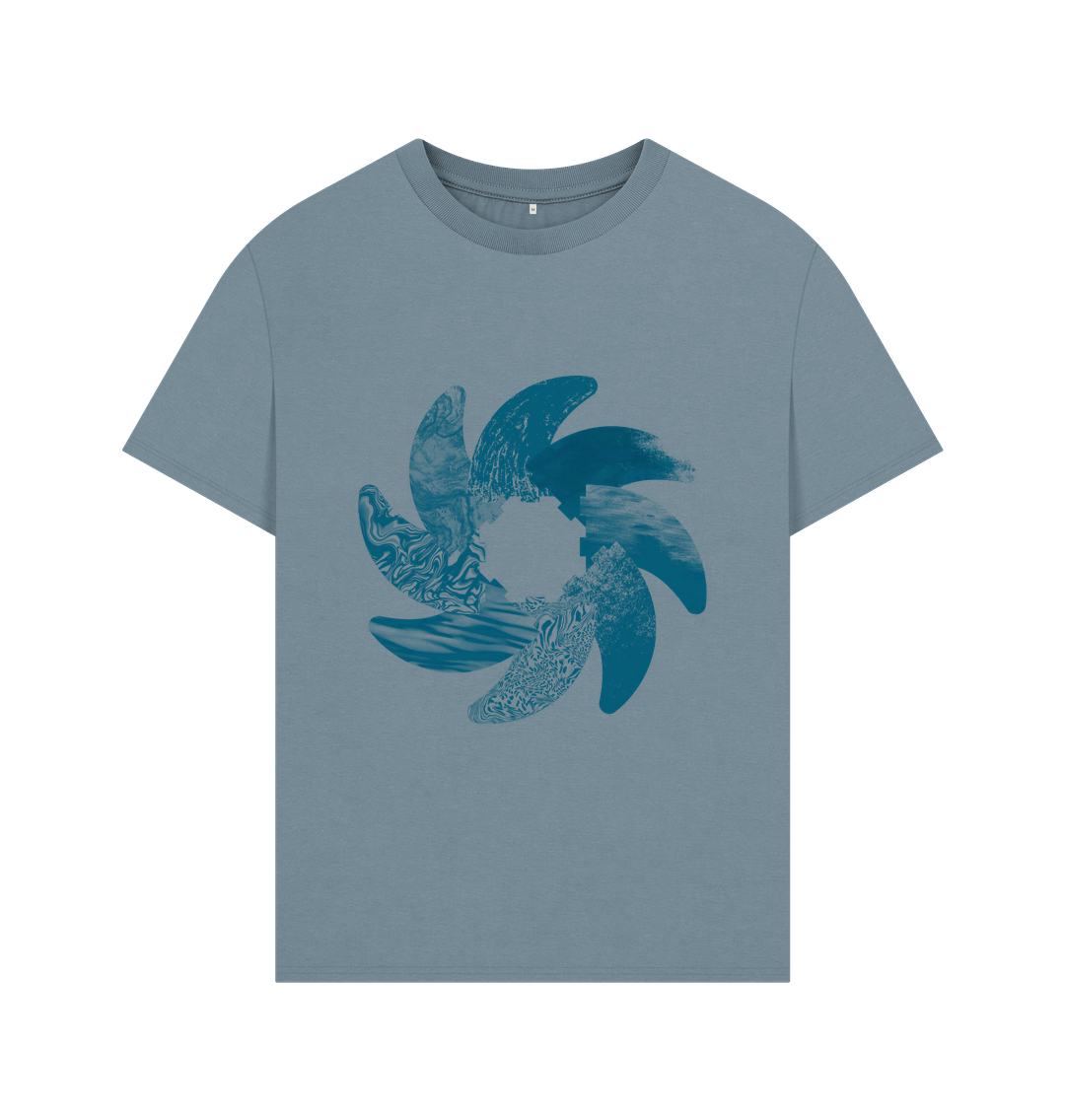 Stone Blue Waves Oversized Tee