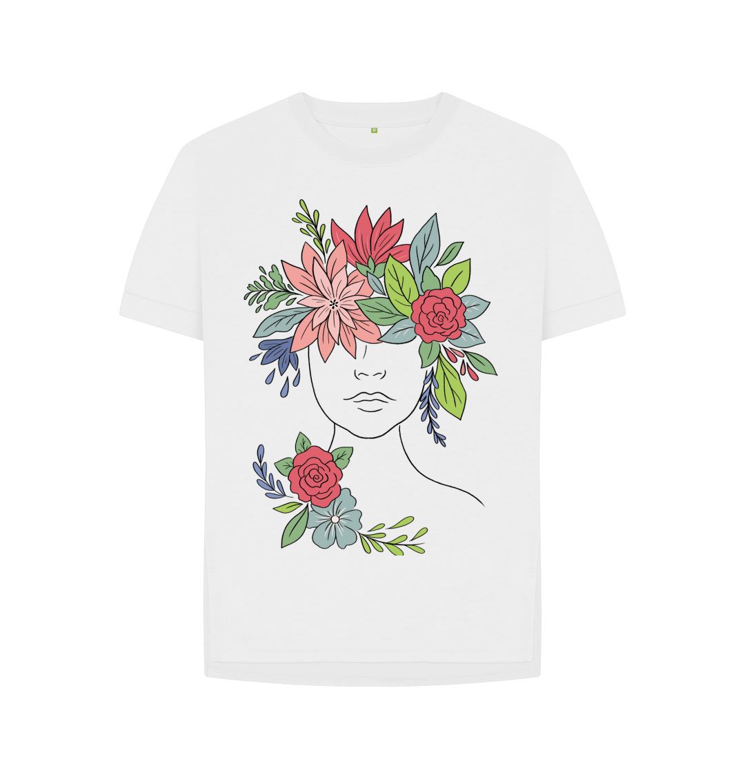 White Headful Of Flowers Relaxed Tee