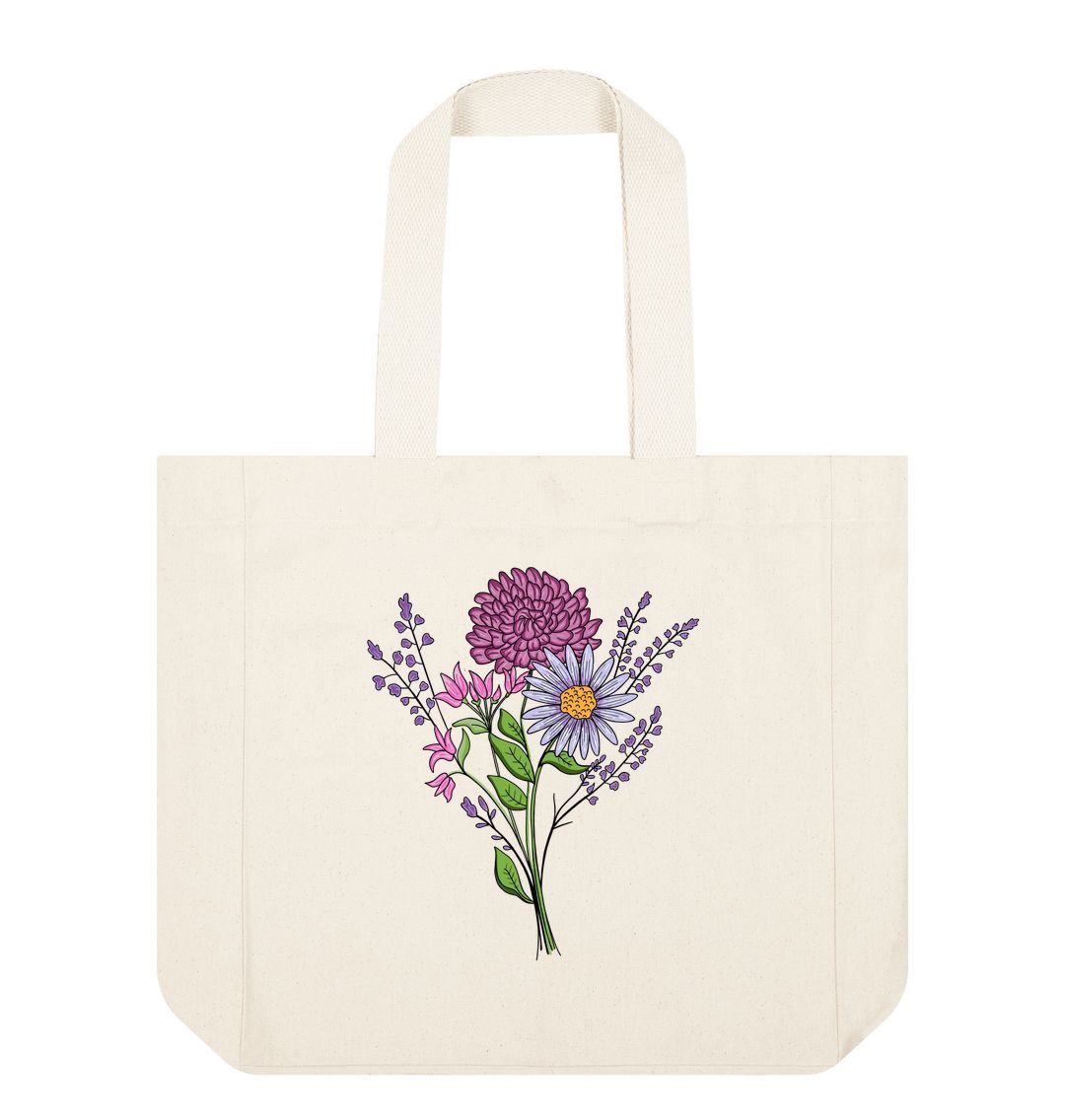 Natural Purple Flowers Shopper Tote