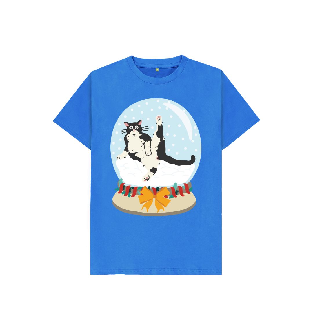 Bright Blue Cat Snow Globe Tee