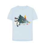 Sky Blue Cat And The Chrsitmas Tree Tee