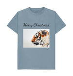 Stone Blue Merry Christmas Tiger Tee